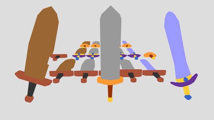 Sword v2 asset pack for videogame - Waty 3D Model