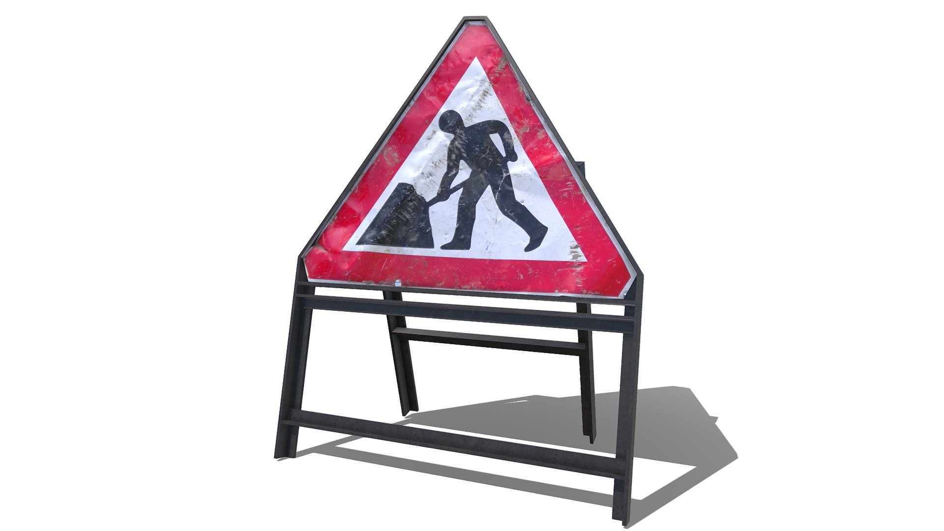 Construction / Roadworks Warning Sign - Buy Royalty Free 3D model by ...