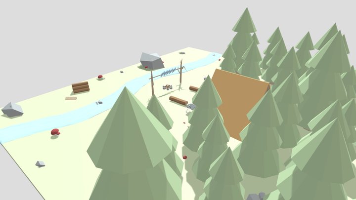 Camp Low Poly 3D Model