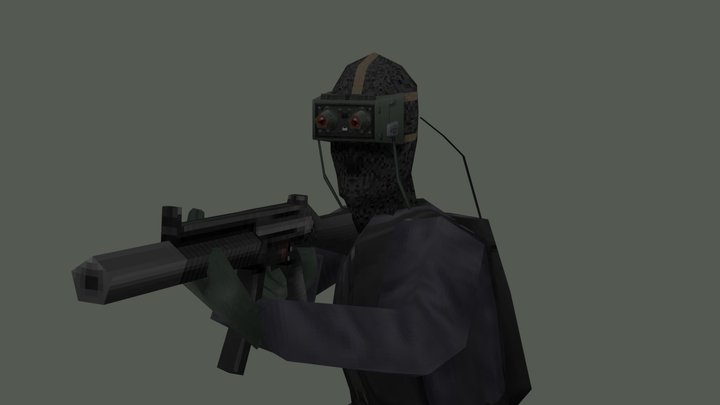 PS1/Low Poly Night Vision Special Forces Soldier 3D Model