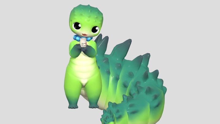 Cute Green Dino for vrchat 3D Model