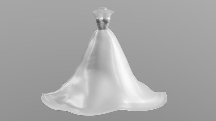 Long ball gown / Wedding dress 3D Model