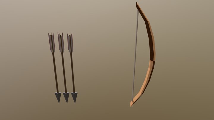 Low Poly Bow + Arrow 3D Model