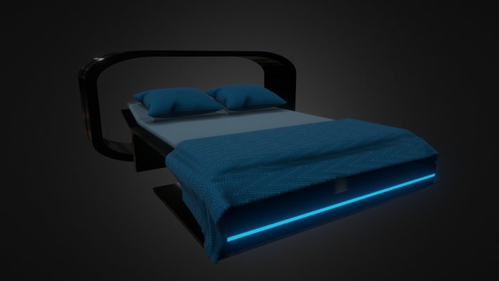 Futuristic Sci-Fi Bed with LED Lights 3D Model