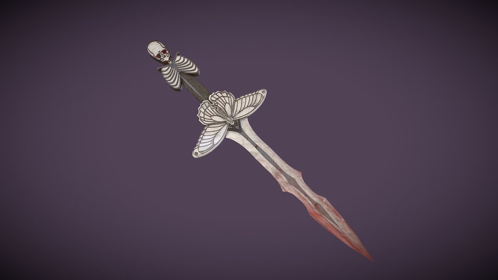 Marble Butterfly Skull Sword