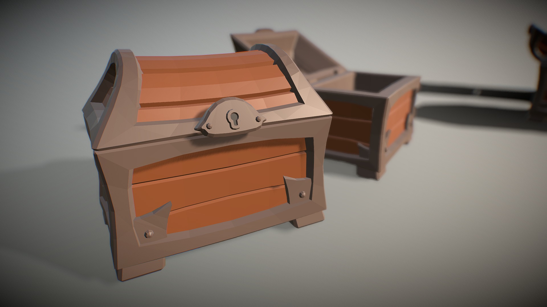 3D model Treasure Chest 1 – Low Poly - This is a 3D model of the Treasure Chest 1 - Low Poly. The 3D model is about a box with a hole in it.