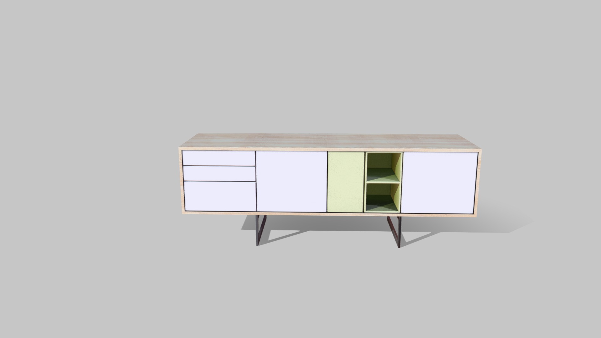 3D model cabinet - This is a 3D model of the cabinet. The 3D model is about a table with a glass top.