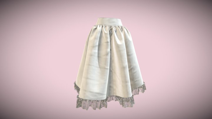 Petticoat #4. 6-gore skirt with a hip yoke 3D Model