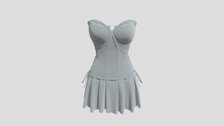 Midnight Leather Corset Dress 3D Model