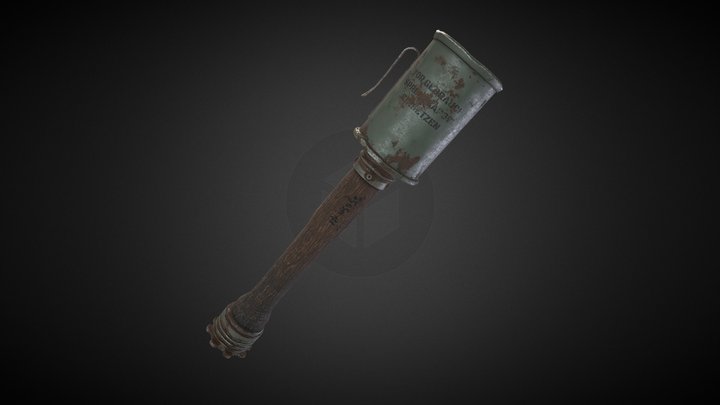 Stielhandgranate - German stick grenade 3D Model