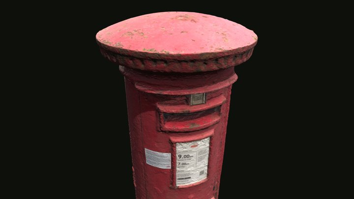 UK Red Cast Iron Post Box GR 3D Model