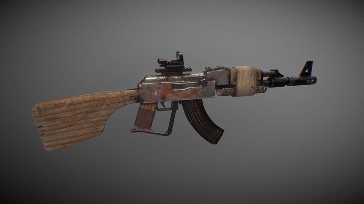 Post Apocalyptic AK-47 3D Model