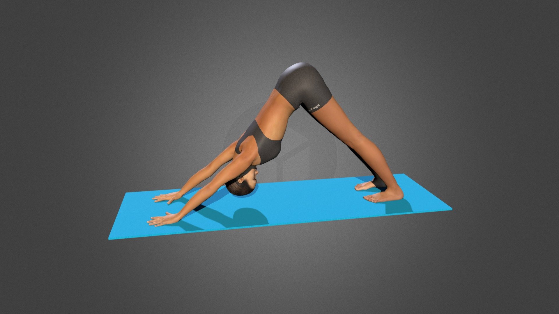 Adho Mukha Svanasana Head Down before Sirsasana — Sketchfab embed 3D viewer