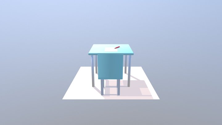 Simple table & chair 3D Model