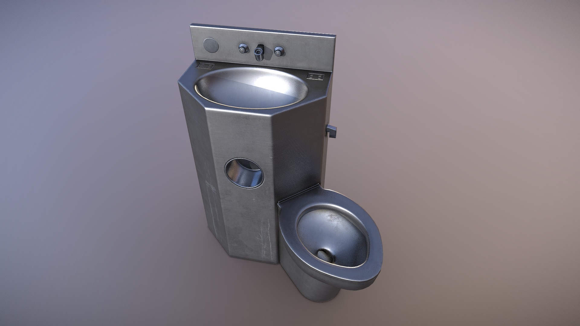 3D model Prison Toilet - This is a 3D model of the Prison Toilet. The 3D model is about a silver and black metal object.