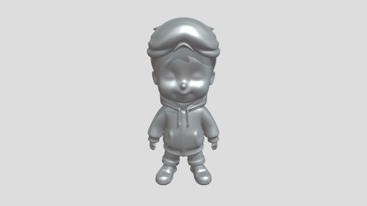 Cartoon boy in black hoodie 3D Model