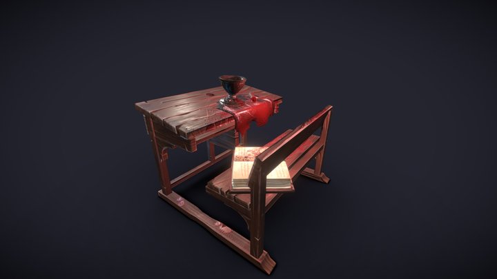Old School bloody satanic desk 3D Model