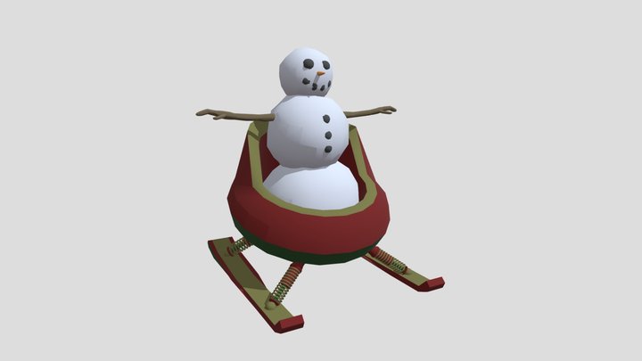 Snowman Sled 3D Model