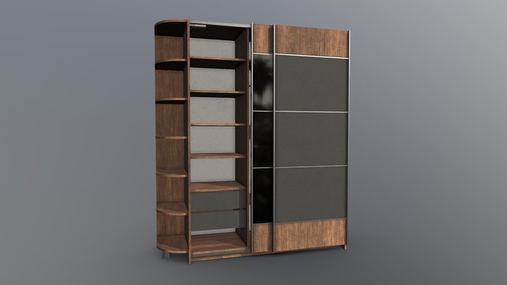 Modern Wooden Wardrobe 3D Model