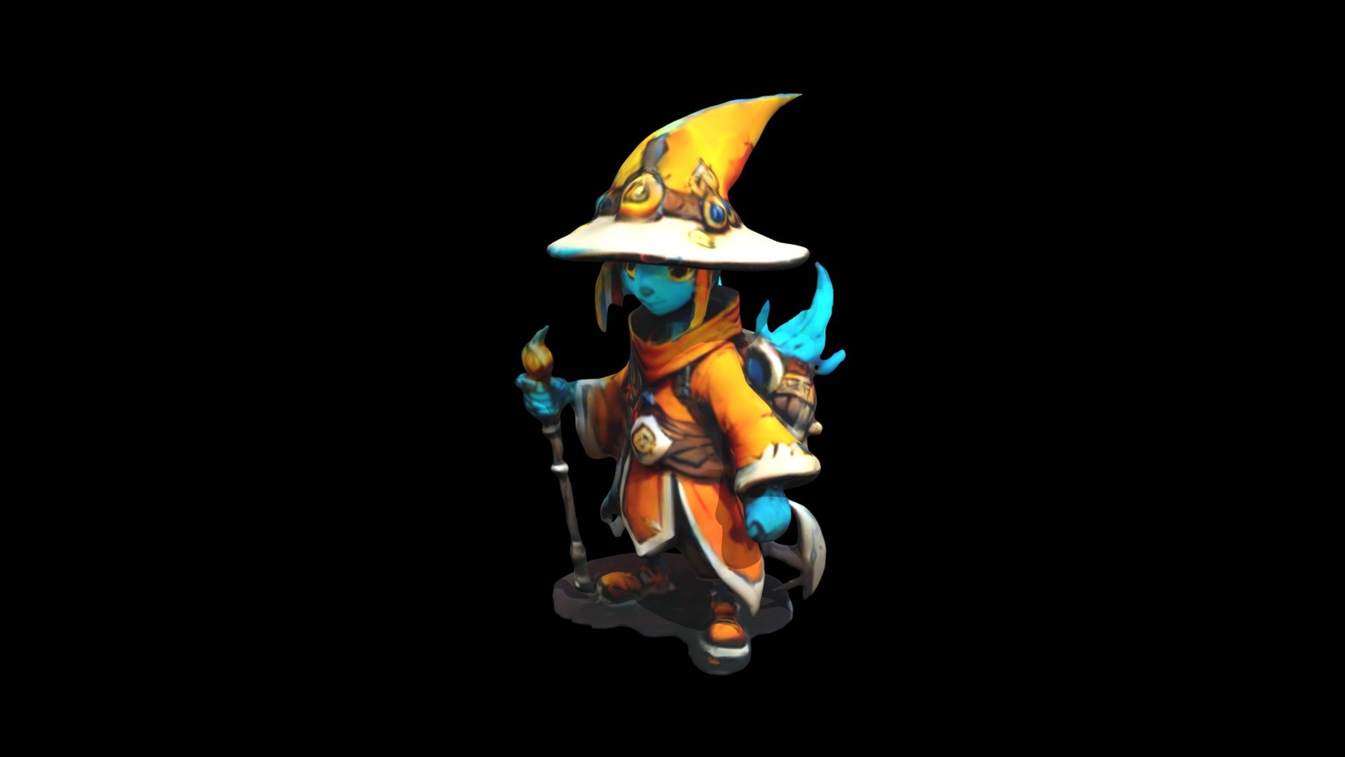 An illustration of a blue-skinned, orange-robed - Download Free 3D ...