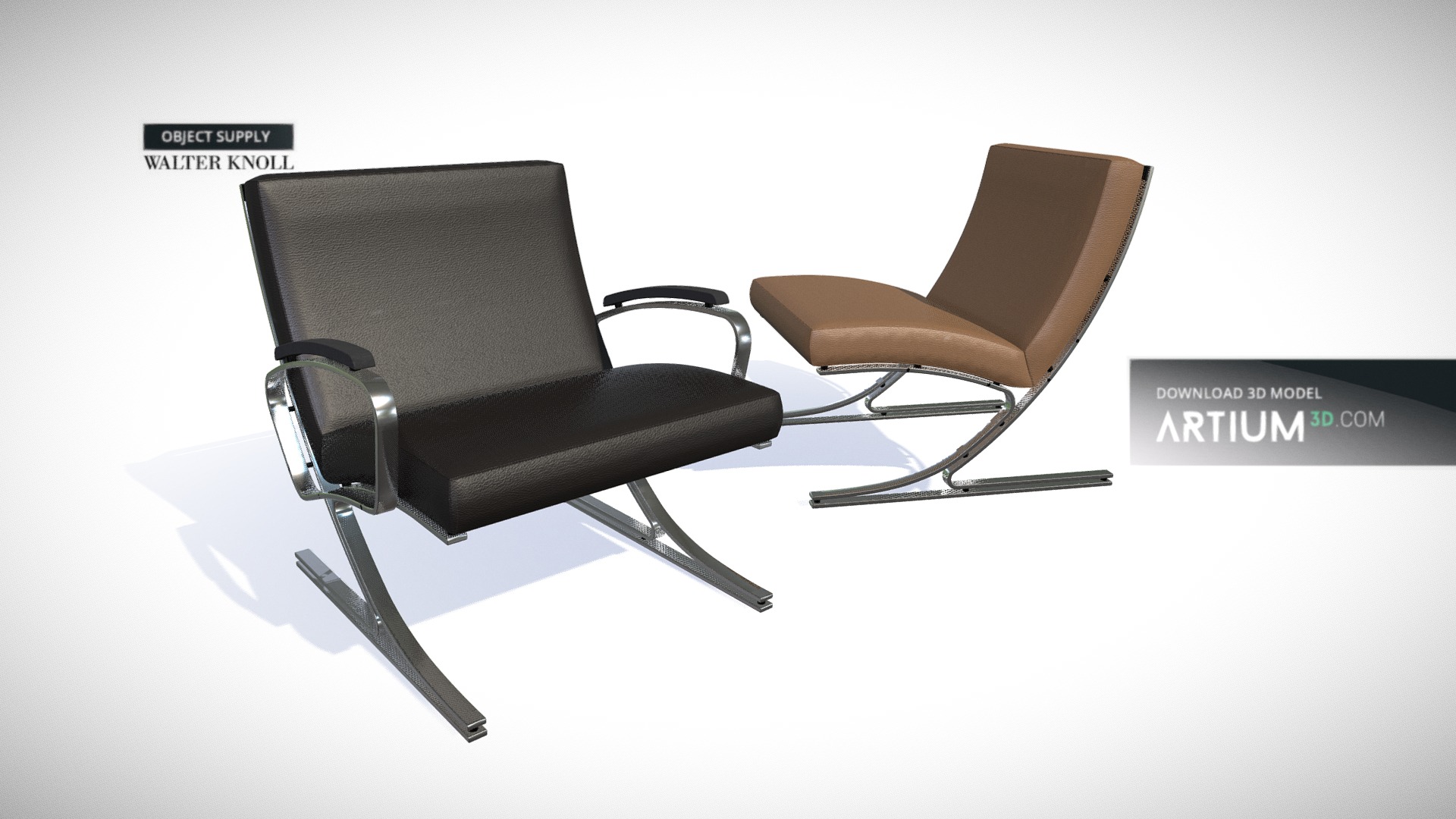 3D model Chair – Armchair Berlin from Walter Knoll - This is a 3D model of the Chair - Armchair Berlin from Walter Knoll. The 3D model is about a pair of black chairs.