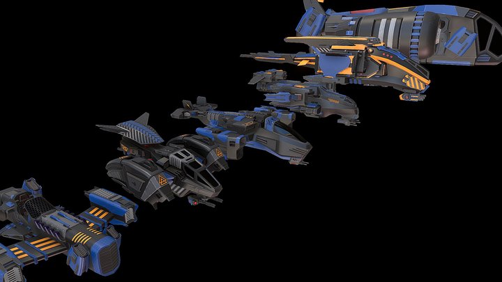 SpaceShips Pack Animation 3D Model