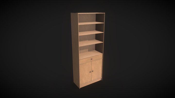 Wood Book Cabinet 3D Model