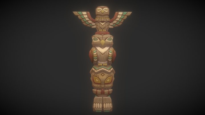 Wood Carving Totem 3D Model
