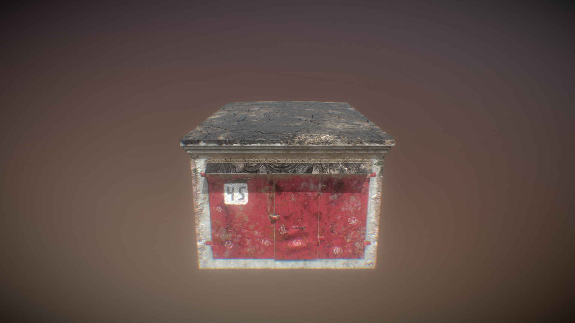 3D model Russian garage (low-poly game model)+ 4k PBR tex - This is a 3D model of the Russian garage (low-poly game model)+ 4k PBR tex. The 3D model is about a red and white box.