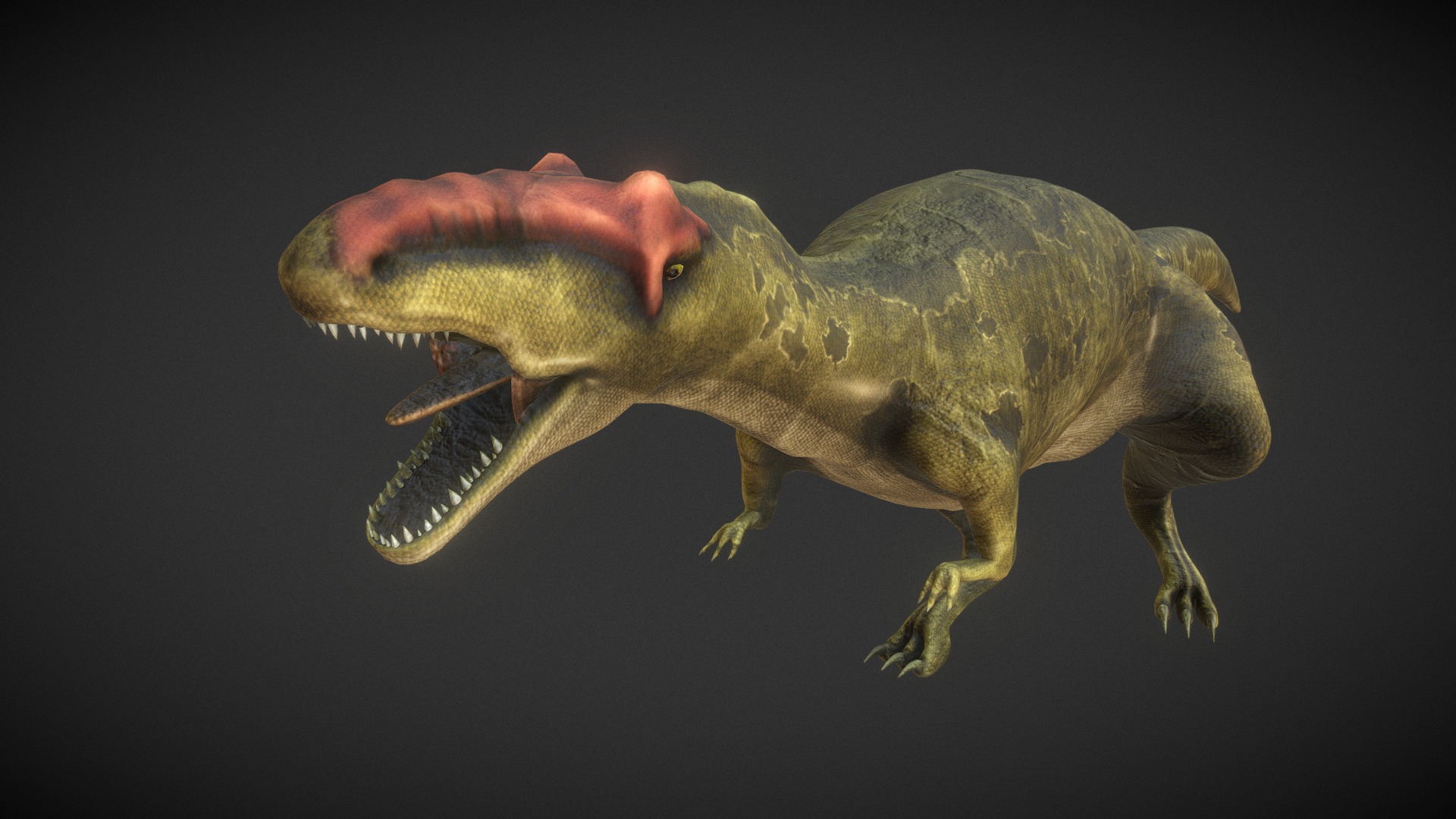 3D model Allozaur - This is a 3D model of the Allozaur. The 3D model is about a lizard with a red head.