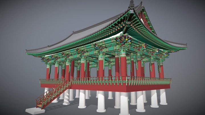 Korean traditional pavilion architecture 3D Model