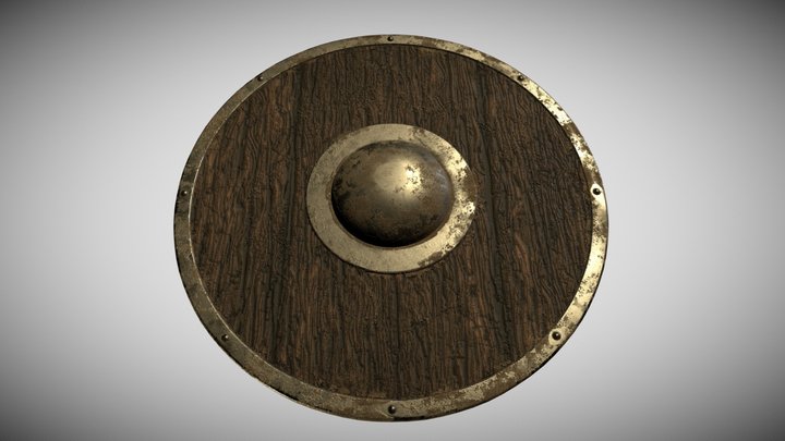 Wooden Medieval Shield 3D Model