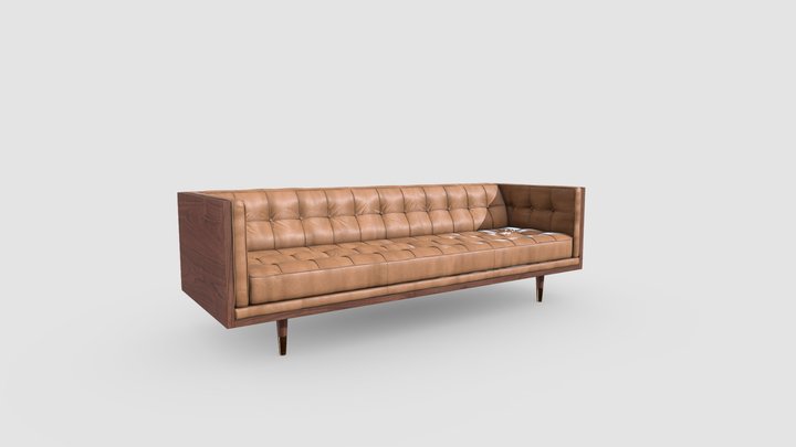 Woodrow Box 87" Leather Sofa 3D Model