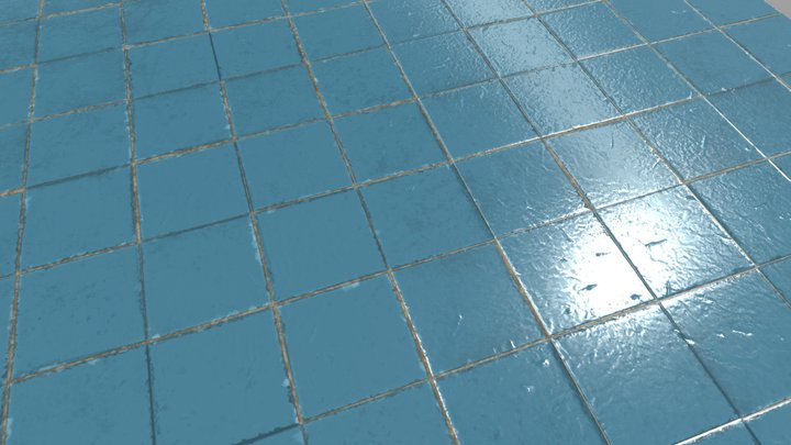 Simple Blue Tiles (Free Low Model) 3D Model