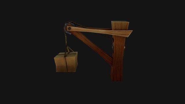 Wood Crane hand painted texturing and uvs 3D Model