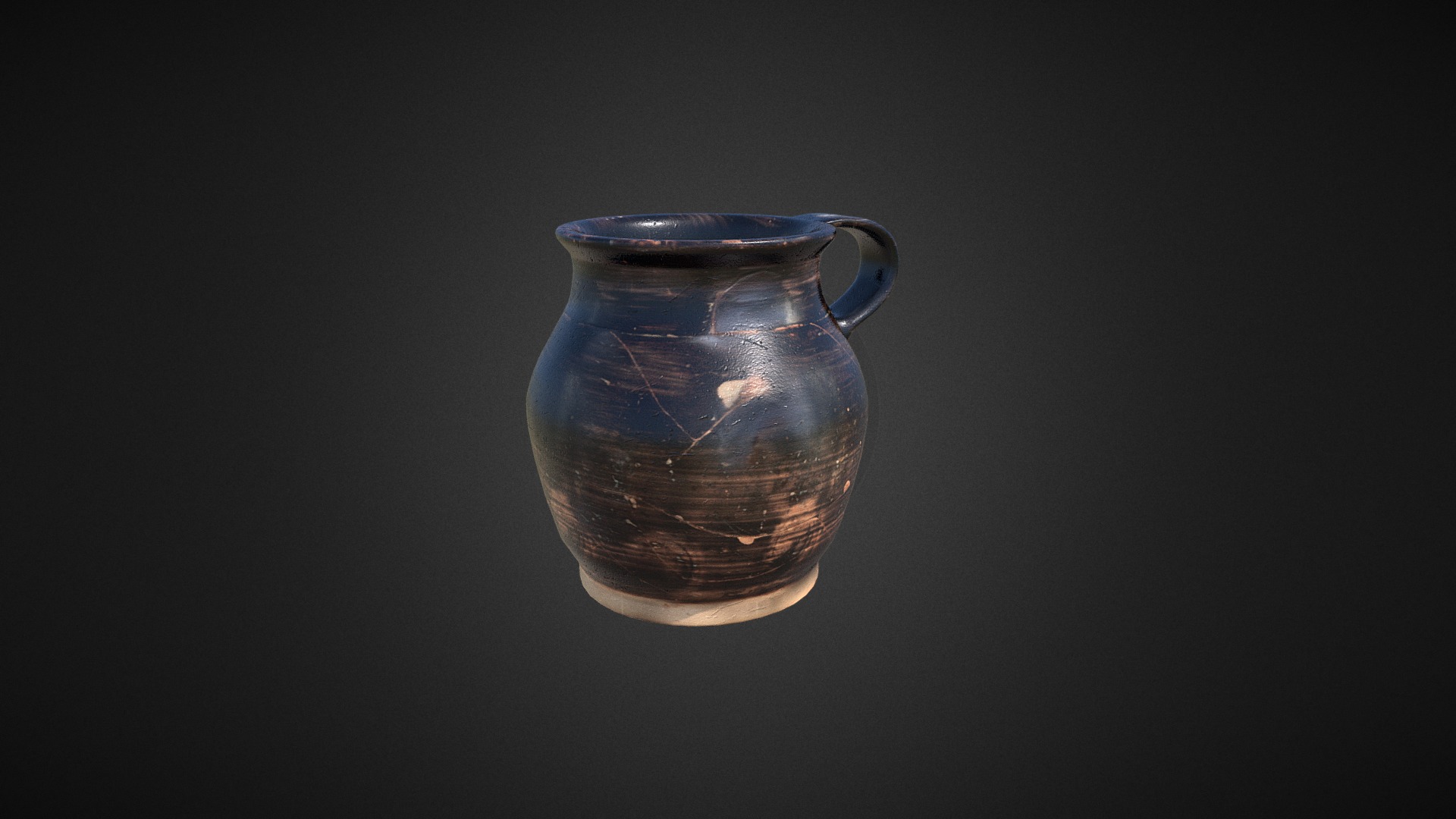 3D model Oinochoe, black paint greek vase – Vaso Oinochoe - This is a 3D model of the Oinochoe, black paint greek vase - Vaso Oinochoe. The 3D model is about a blue and white ceramic pitcher.