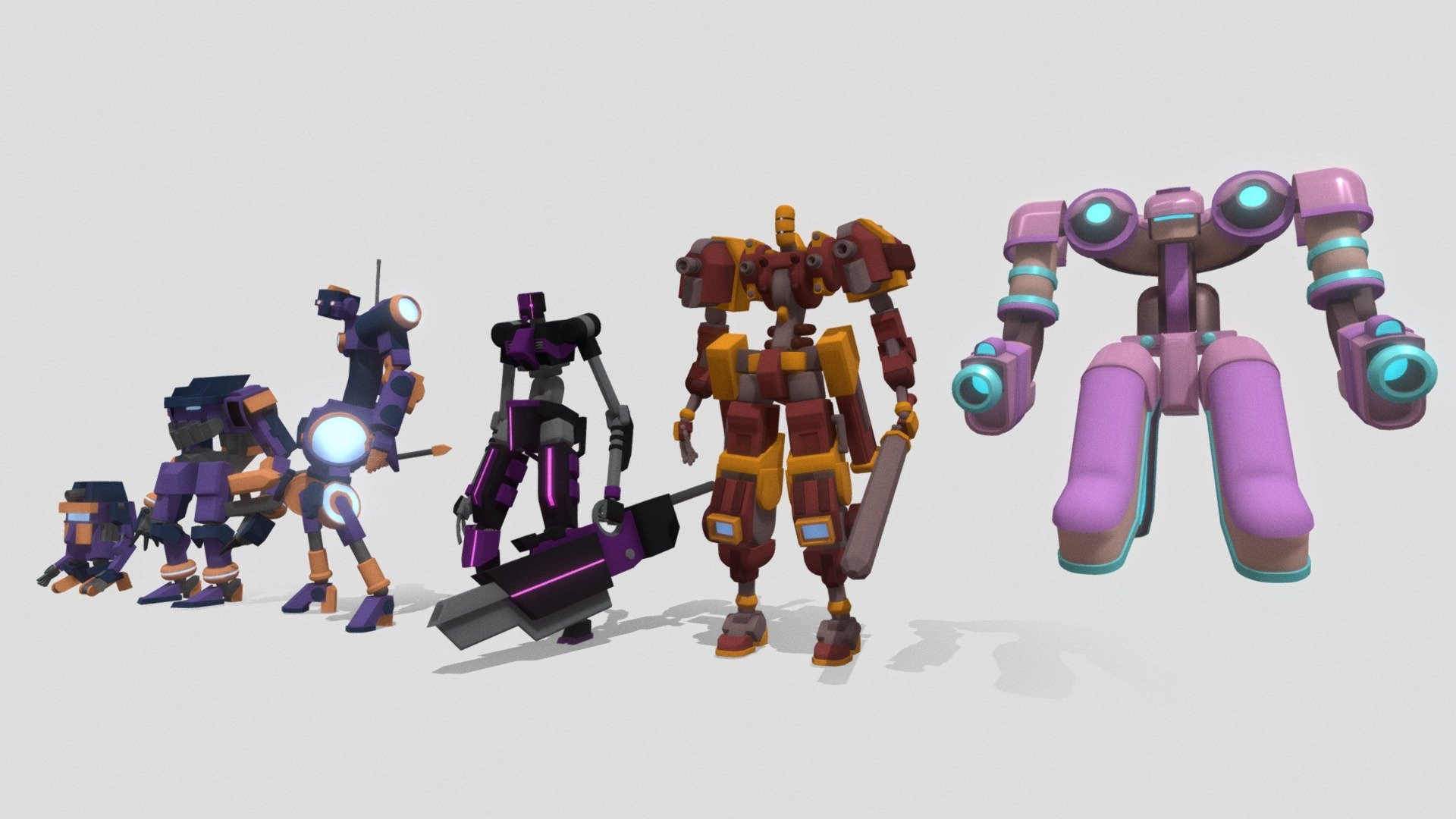 Rigged Mechs Pack - Download Free 3D model by BENOM [b00fcfb] - Sketchfab