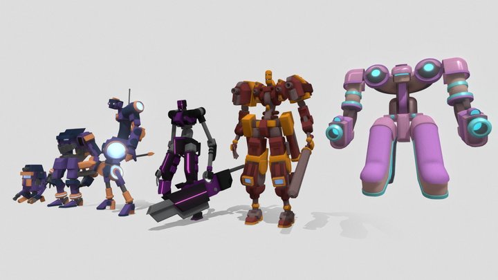 Rigged Mechs Pack 3D Model