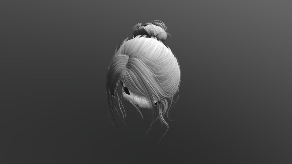 White hair with bun (With Bones)