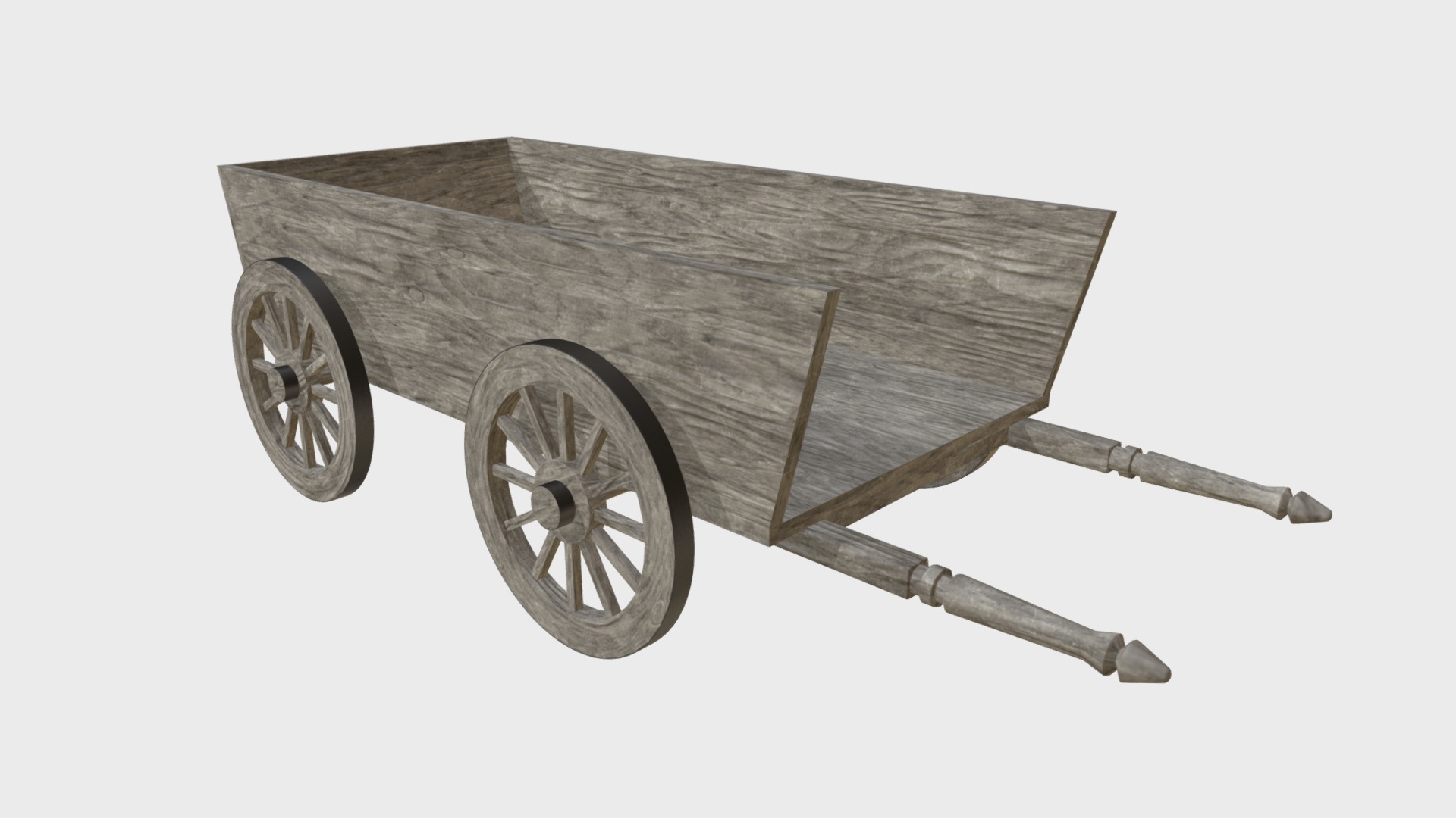 3D model Wooden wagon - This is a 3D model of the Wooden wagon. The 3D model is about a wooden box with wheels.