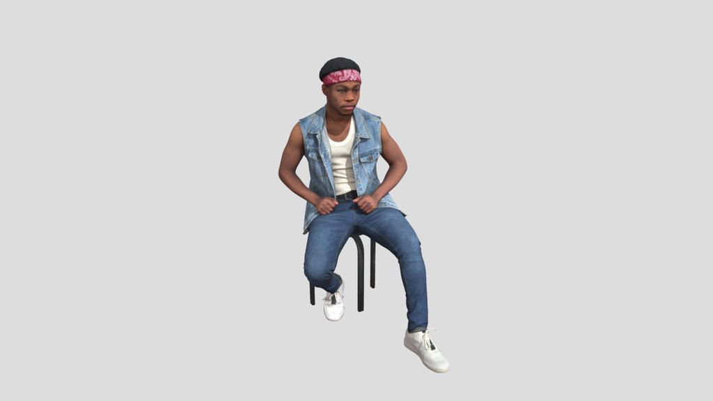 Sitting Man Bandana Clad Denim Rebel