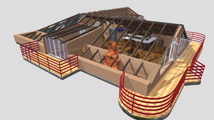Tbilisi duplex apartment unit  Attic 3 Bathrooms 3D Model