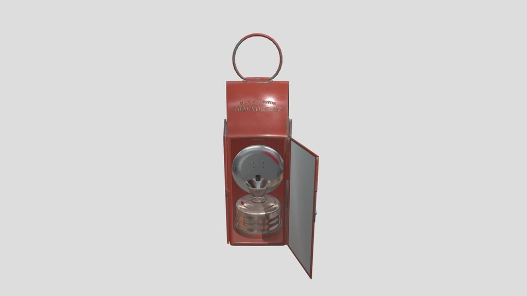 Antique Glass Reflector Oil Lantern Red