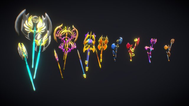 Low Poly Axe Pack 3D Model
