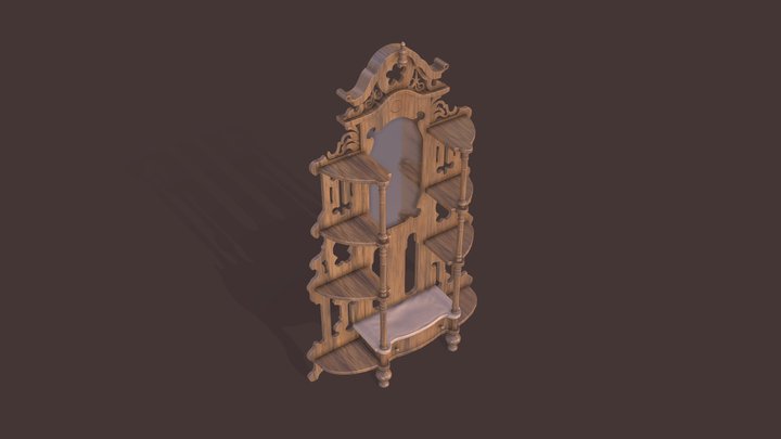 Old wooden mirror 3D Model