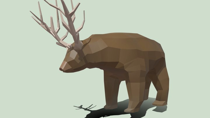 Low Poly Bear Dear (Animated) 3D Model