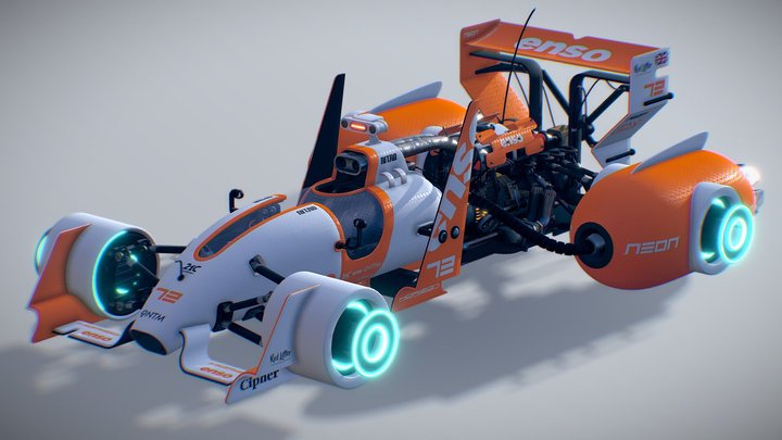Single Seat Hover Racer 3D Model