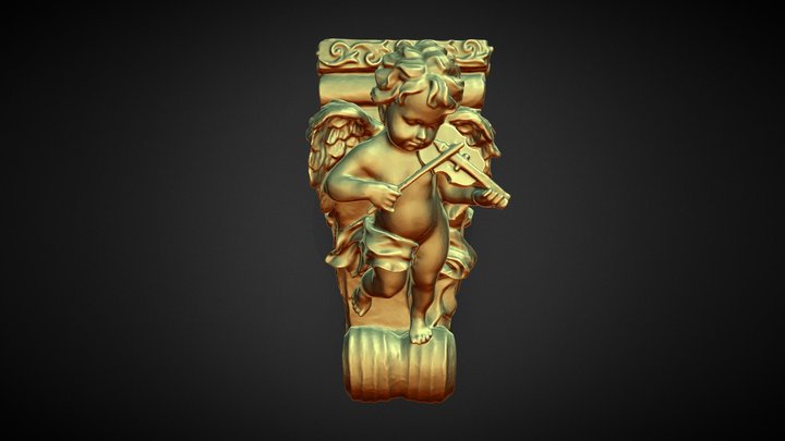 Cherub Playin The Violin Curtain Pole Deco 3D Model