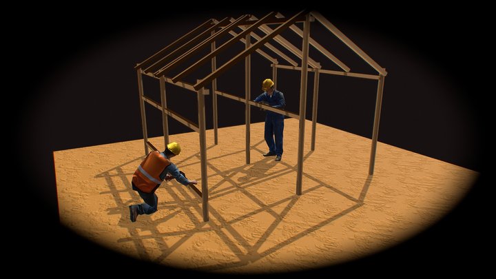 Low-poly Construction workers (animated) – Modèle 3D gratuit STL