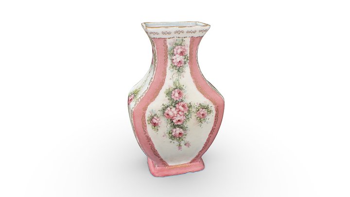 Porcelain vase with flowers 3D Model